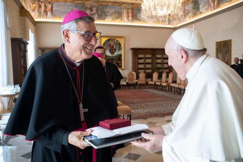 Em visita ao Vaticano, bispo Dom José Lanza, da Catedral de Guaxupé, encontra o Papa Francisco 