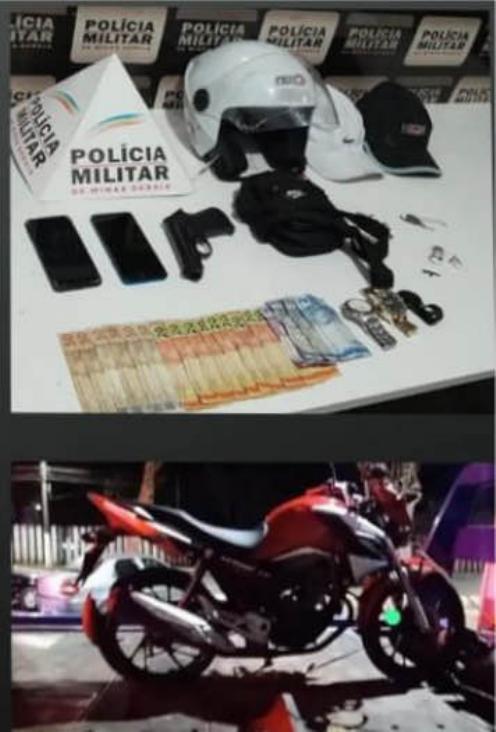 Autores de roubo em comércio de Guaxupé foram presos pela PM e motocicleta foi recuperada 